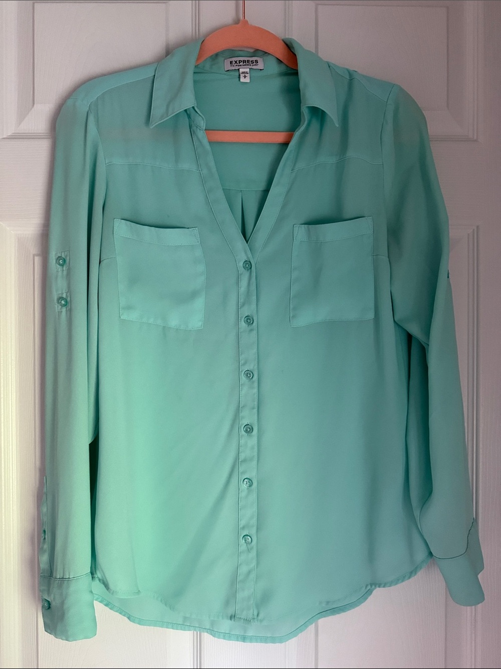 Express Light Mint Button-Front Shirt